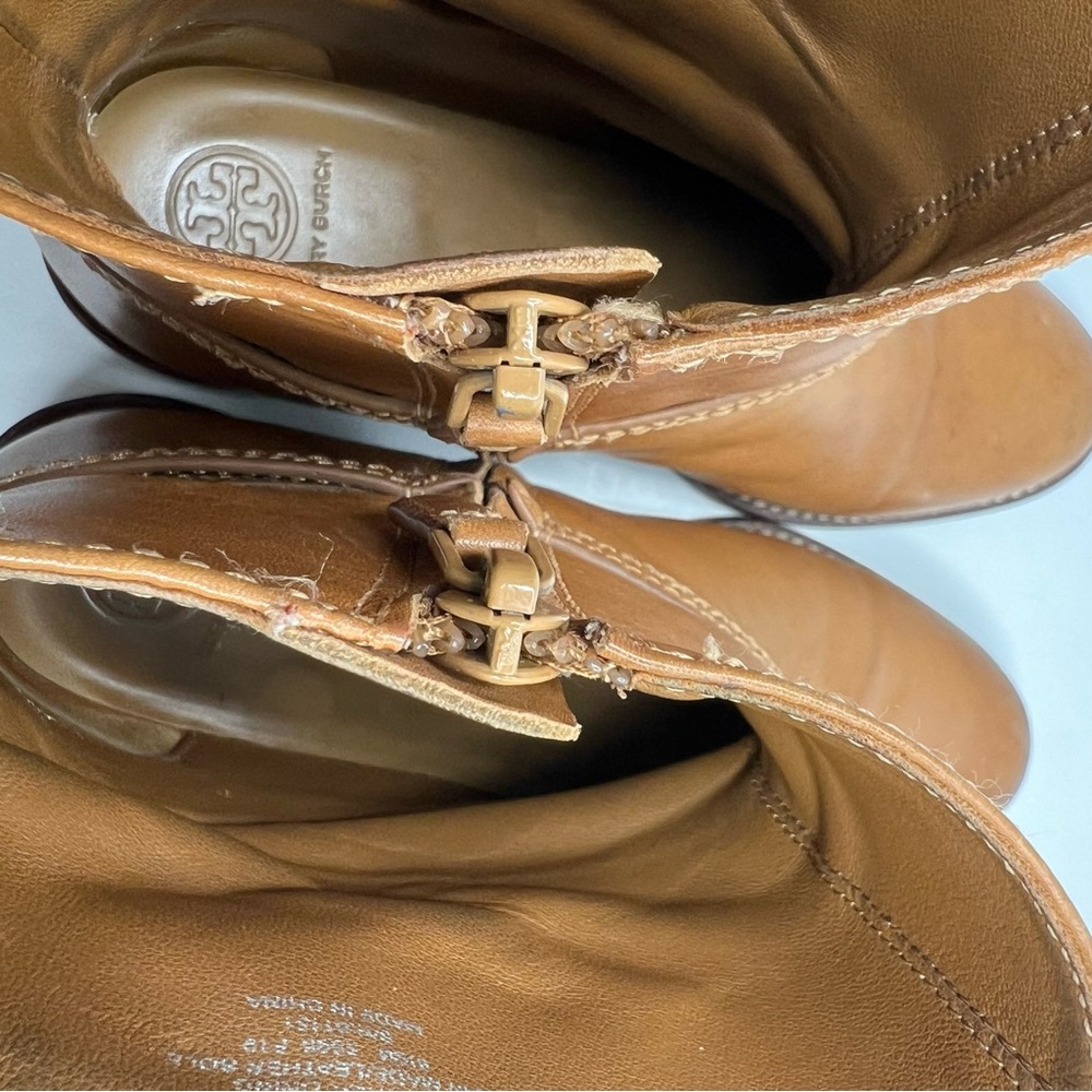 Tory Burch Miller Calf Leather Bootie Boots Brown Size 8.5 - Picture 15 of 16